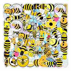 Bees Водонепроницаемые наклейки из ПВХ, для чемодана, скейтборде, холодильник, шлем, оболочка мобильного телефона, компьютер, чашка, пчелы, 50~80x50~80 мм, около 50 шт / упаковка