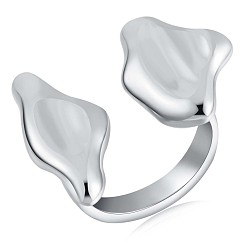 Серебро 925 открытое кольцо-манжета с поворотным листом из стерлингового серебра, широкое массивное кольцо для женщин, серебряные, размер США 5 1/4 (15.9 мм)