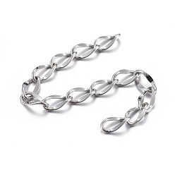 Stainless Steel Color 304 Stainless Steel Chain Extender, Stainless Steel Color, 49~52x2.5mm