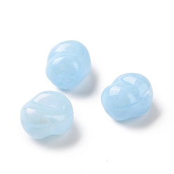 Bleu Ciel Clair Perles acryliques opaques, perles de paillettes, torsion tour, lumière bleu ciel, 16x13.5x11mm, Trou: 1.8mm, environ333 pcs / 500 g
