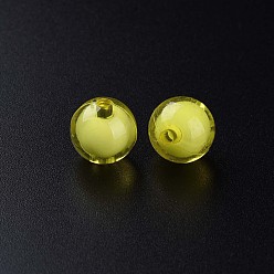 Champagne Yellow Transparent Acrylic Beads, Bead in Bead, Round, Champagne Yellow, 11.5x11mm, Hole: 2mm, about 520pcs/500g