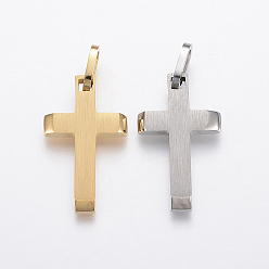 Mixed Color 304 Stainless Steel Pendants, Cross, Mixed Color, 25x15x3mm, Hole: 3.5x7mm