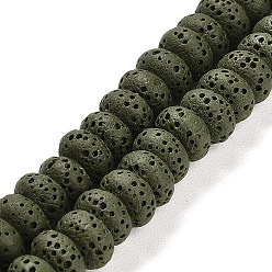 Gris Ardoise Foncé Brins de perles teintes en pierre de lave naturelle, rondelle, gris ardoise foncé, 8x4.5mm, Trou: 1.6mm, Environ 43 pcs/chapelet, 7.87 pouce (20 cm)