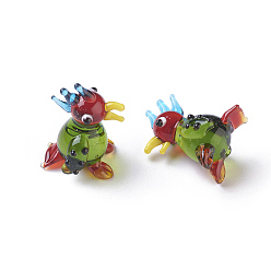 Lime Green Home Decorations, Handmade Lampwork Display Decorations, Bird, Lime Green, 18~21x17~18x25~28mm