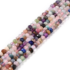 Gemstone Natural & Synthetic Beads Strands, Rondelle, Faceted, 4.5x3.5mm, Hole: 0.8mm, about 118pcs/strand, 15.31 inch(38.9cm)