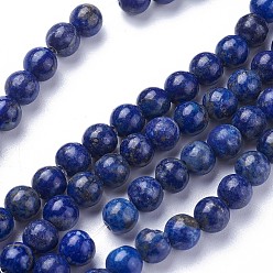 Lapis Lazuli Natural Lapis Lazuli Beads Strands, Round, 6mm, Hole: 1mm, about 60~68pcs/strand, 15  inch~15.27 inch(38.2~38.8cm)