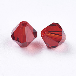Rouge Imitation facettes cristal autrichien rangées de perles, grade de aaa, Toupie, rouge, 6x6mm, trou: 0.7~0.9 mm, environ 360 PCs / sachet 
