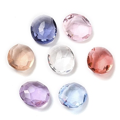 Mixed Color Pointed Back Glass Rhinestone Cabochons, Faceted, Oval, Mixed Color, 14x12x6~6.5mm