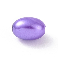 Violet Bleu Perles de nacre en plastique ABS, ovale, bleu violet, 11x7.5mm, Trou: 1.6mm, environ1724 pcs / 500 g