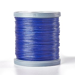 Bleu Royal Cordon de polyester ciré, cordon micro macramé, fabrication de bracelets cordon, pour les projets en cuir, artisanat, reliure, plat, bleu royal, 0.8x0.2mm, environ 164.04 yards (150m)/rouleau