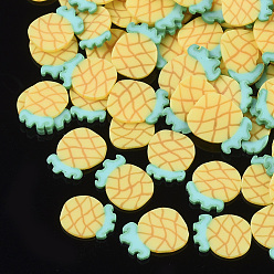 Gold Handmade Polymer Clay Cabochons, Pineapple, Gold, 6~7x4~5x0.5mm, about 35714pcs/500g