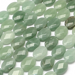 Aventurine Verte Facettes ovales vert naturel perles aventurine brins, 17x13x6mm, Trou: 1mm, Environ 13 pcs/chapelet, 8.26 pouce