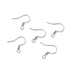Stainless Steel Color Stainless Steel French Earring Hooks, Flat Earring Hooks, Ear Wire, with Horizontal Loop, Steel 316, Stainless Steel Color, 17x18x1.8mm, 13 Gauge