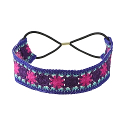 Фиолетовый Тюрбан с цветочным узором, эластичный шарф для волос, связанный крючком, солнцезащитная повязка для волос, связанная крючком, фиолетовые, 380x35 мм