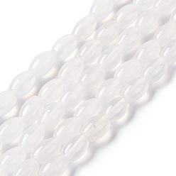 Agate Naturelle Naturelles agate perles blanches de brins, Grade a, ovale, 9x6mm, Trou: 1.2mm, Environ 43 pcs/chapelet, 15.16 pouce (38.5 cm)