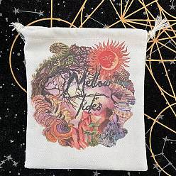 Arbre Stockage de cartes de tarot en tissu sacs à cordon, support de rangement de bureau de tarot, Motif d'arbre, 18x13 cm