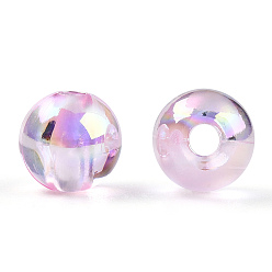 Pink Transparent Acrylic Beads, AB Colors Plated, Round, Pink, 6mm, Hole: 1.8mm, about 4800pcs/500g