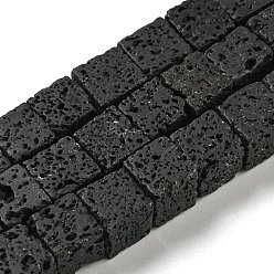 Lava Rock Natural Lava Rock Beads Strands, Cube, 8~9x8~9x8~9mm, Hole: 1mm, about 45pcs/strand, 15.16 inch(38.5cm)