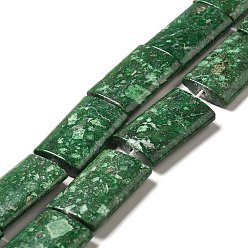Green Natural Calcite Beads Strands, Dyed, Rectangle, Green, 25x18x6mm, Hole: 1.2mm, about 15pcs/strand, 15.67''(39.8cm)