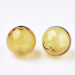 Or Perles de verre soufflées faites à la main, ronde, or, 16x16mm, Trou: 1~2mm