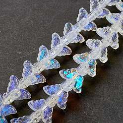 Clear Transparent Glass Beads Strand, Butterfly, Clear, 8x15x4.5mm, Hole: 1mm, about 60pcs/strand, 13.78~14.17 inch(35cm~36cm)