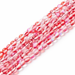 Red Synthetic Moonstone Beads Strands, Round, Red, 6mm, Hole: 0.8mm, about 63pcs/strand, 14.57''~15.55''(37~39.5cm)