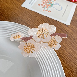 Beige Flower Cellulose Acetate Large Claw Hair Clips, for Women Girl Thick Hair, Beige, 40x83mm