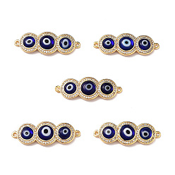 Azul Dijes de conector de mal de ojo hechos a mano de murano, con un claro zirconia cúbico, hallazgos reales de latón chapado en oro de 18 k, azul, 13x36x4.5 mm, agujero: 1.4 mm