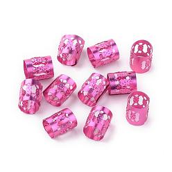 Rose Foncé Dreadlocks en aluminium perles décoration de cheveux, poignets de cheveux, rose foncé, 9x8mm, Trou: 7mm