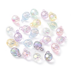 Mixed Color Transparent Acrylic Pendants, Iridescent, AB Color Plated, Ball, Mixed Color, 21x14x14mm, Hole: 3mm