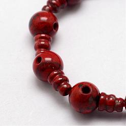 Jaspe Brécisé Jaspe bréchique naturel 3-trou brins guru de perles, pour la fabrication de bijoux bouddhiste, perles t-percées, 16.5~18mm, Trou: 2~3mm, 2 pièces / kit, 10, affecte / brin, 6.5 pouce