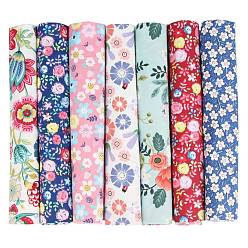 Mixed Color Printed Cotton Fabric, for Patchwork, Sewing Tissue to Patchwork, Quilting, Flower Pattern, Mixed Color, 50x50cm, 7pcs/set