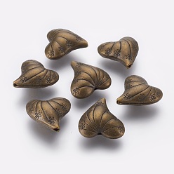 Bronze Antique Perles en alliage de style tibétain, sans plomb et sans cadmium, cœur, bronze antique, 25x24x12mm, Trou: 2mm