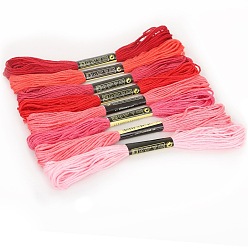 Roja 8 ovillos 8 colores color degradado 6 hilo de bordar de algodón de capas, hilos de punto de cruz, para coser bricolaje, rojo, 1.2 mm, aproximadamente 8.20 yardas (7.5 m) / madeja, 1 madeja/color