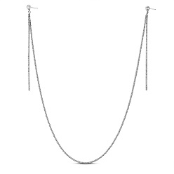 Platinum SHEGRACE Alloy Dangle Earrings, Long Chain Earlace Earring Necklace, with Rhinestone and Shell Pearl, Platinum, 560mm