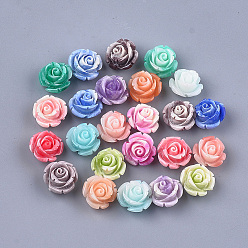 Mixed Color Synthetic Coral Beads, Dyed, Flower, Mixed Color, 12~13x12~13x8~9mm, Hole: 1.2mm