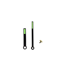 Verde Puntero de reloj de eje largo de aluminio, manecillas de reloj para reloj de reemplazo, verde, 54~75x8x1.5 mm, agujero: 3.3~5.5 mm, pin: 1.8 mm, 2 PC / sistema