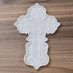 White Religion Cross Shape Display Decoration DIY Silicone Mold, Resin Casting Molds, for UV Resin, Epoxy Resin Craft Making, White, 212x143x11mm