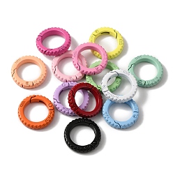 Mixed Color Spray Painted Alloy Spring Gate Rings, Ring Tire, Mixed Color, 25x5mm