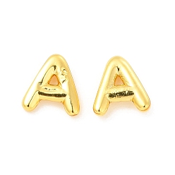 Letter A Brass Hollow Out Initial Letter Stud Earrings for Women, Real 18K Gold Plated, Lead Free & Cadmium Free, Letter.A, 7x6.5x1.5mm, Pin: 0.8mm