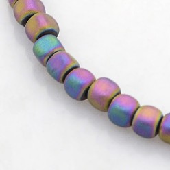 Rainbow Plated Electroplate Non-magnetic Synthetic Hematite Beads Strands, Cube, Frosted, Rainbow Plated, 3x3x3mm, Hole: 1mm, about 148pcs/strand, 15.7 inch