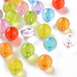 Couleur Mélangete Perles acryliques transparentes, ronde, couleur mixte, 16x15mm, Trou: 2.8mm, environ220 pcs / 500 g