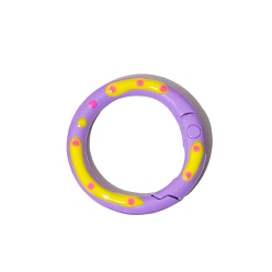 Medium Orchid Spray Painted Alloy Spring Gate Ring, Polka Dot Pattern, Ring, Medium Orchid, 25x3.7mm