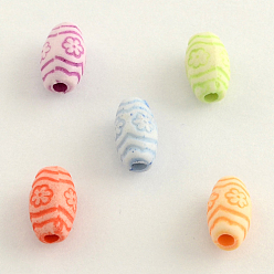 Mixed Color Craft Style Acrylic Beads, Barrel, Mixed Color, 6x11mm, Hole: 2mm, about 2000pcs/500g