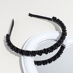 Черный Однотонная пластиковая лента для волос с имитацией жемчуга, аксессуары для волос для женщин девушка, чёрные, 150x135 мм