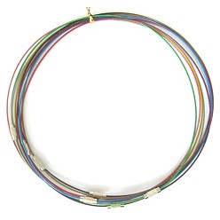 Mixed Color Steel Wire Necklace Cord, with Brass Screw Clasps, Nickel Free, Mixed Color, Platinum Color, Size: 17.5 inch long, Wire: about 1mm in diameter, it can be passed through the hole above 3mm.