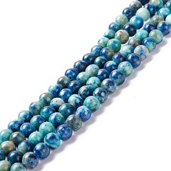 Blue Natural Calcite Beads  Strands, Round, Blue, 6mm, Hole: 1mm, about 65~66pcs/strand, 15.94''(40.5cm)