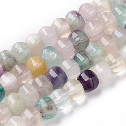 Fluorite Natural Fluorite Beads Strands, Hexagon Drum, 11~12x8~8.5mm, Hole: 1.2mm, about 48pcs/strand, 15.35 inch(39cm)