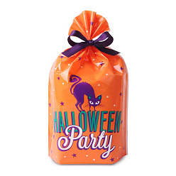 Dark Orange PE Plastic Halloween Candy Bag, Halloween Party Favors Treat Gift Bag, Rectangle, Dark Orange, 20x14cm