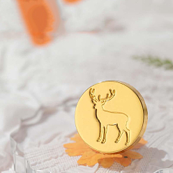 Cerf Tête de timbre en alliage de sceau de cire de ton doré, pour les invitations, enveloppes, emballage cadeau, cerf, 25mm